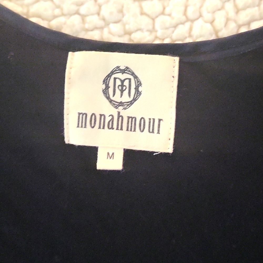 Monahmour maternity short-sleeved blouse. Roomy, silky sleeves & middle bow. Med - Picture 2 of 6